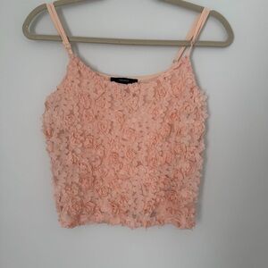 Forever 21 Pink 3D Rose Floral Cami Top Coquette Romantic Fairy